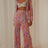 Printed Collared Neck Long Sleeve Top and Pants Lounge Set - V.I.P Digital Presence