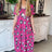 Printed pocket slit V-neck short sleeved long skirt for women - V.I.P Digital Presence