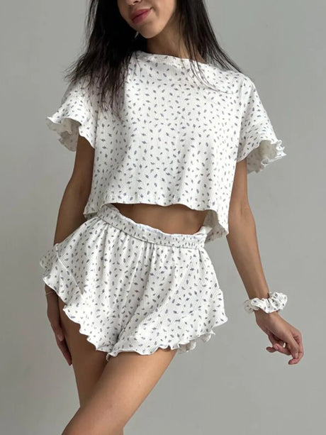 Printed Round Neck Top and Shorts Set - V.I.P Digital Presence