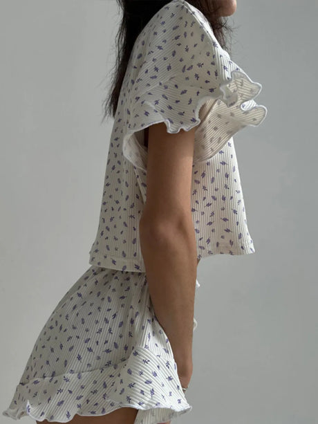 Printed Round Neck Top and Shorts Set - V.I.P Digital Presence