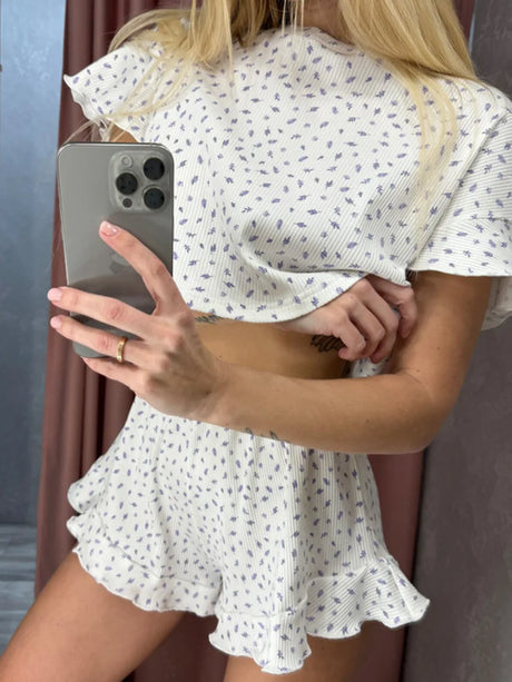 Printed Round Neck Top and Shorts Set - V.I.P Digital Presence