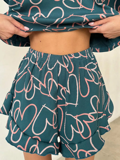 Printed Round Neck Top and Shorts Set - V.I.P Digital Presence