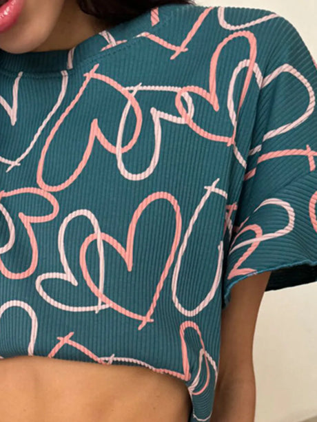 Printed Round Neck Top and Shorts Set - V.I.P Digital Presence