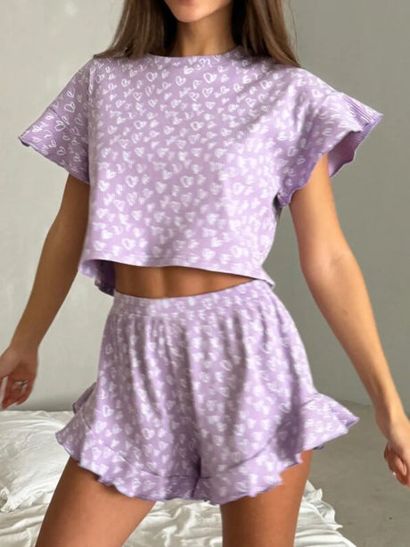 Printed Round Neck Top and Shorts Set - V.I.P Digital Presence