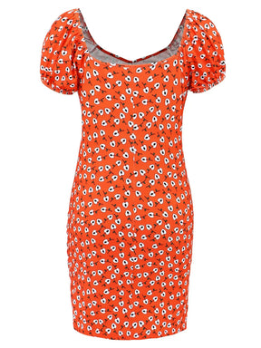 Printed V-Neck Short Sleeve Mini Dress - V.I.P Digital Presence