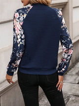 Printed Zip Up Long Sleeve Jacket - V.I.P Digital Presence