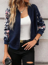 Printed Zip Up Long Sleeve Jacket - V.I.P Digital Presence