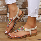 PU Leather Beaded Flat Sandals - V.I.P Digital Presence