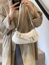 PU Leather Buckle Shoulder Bag - V.I.P Digital Presence