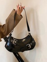 PU Leather Buckle Shoulder Bag - V.I.P Digital Presence