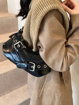 PU Leather Buckle Shoulder Bag - V.I.P Digital Presence