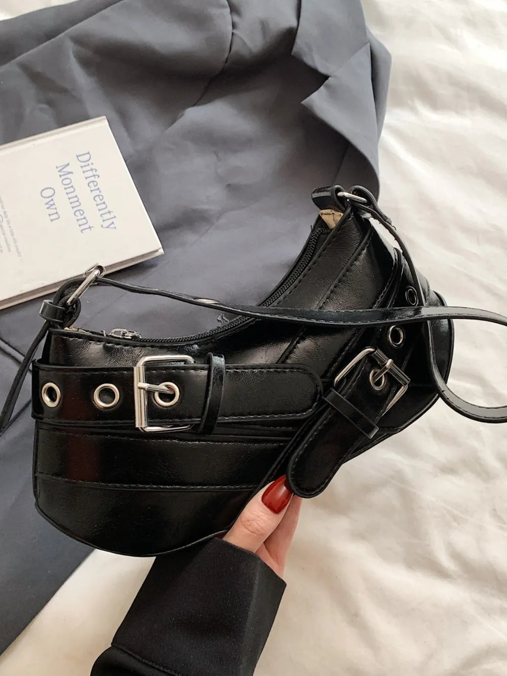 PU Leather Buckle Shoulder Bag - V.I.P Digital Presence