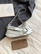 PU Leather Buckle Shoulder Bag - V.I.P Digital Presence