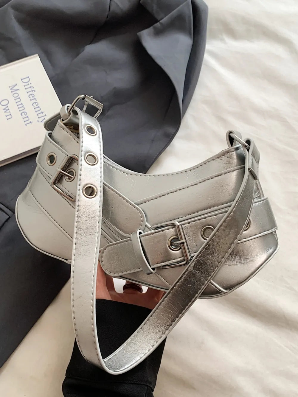 PU Leather Buckle Shoulder Bag - V.I.P Digital Presence