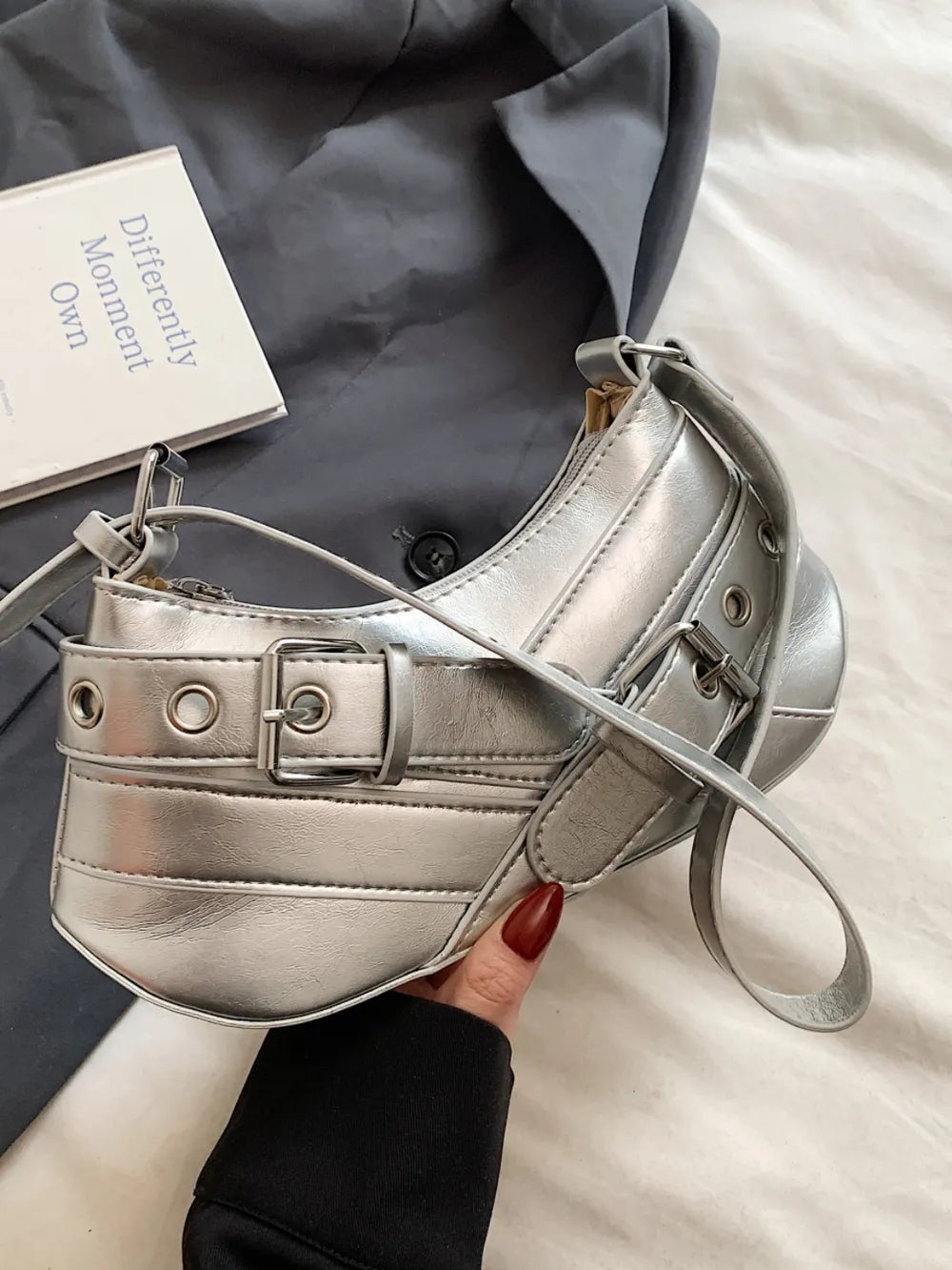 PU Leather Buckle Shoulder Bag - V.I.P Digital Presence