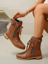 PU Leather Lace-Up Boots - V.I.P Digital Presence
