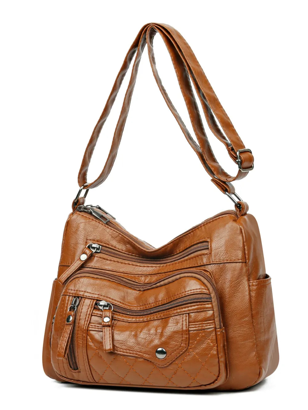 PU Leather Multi Pockets Adjustable Strap Shoulder Bag - V.I.P Digital Presence