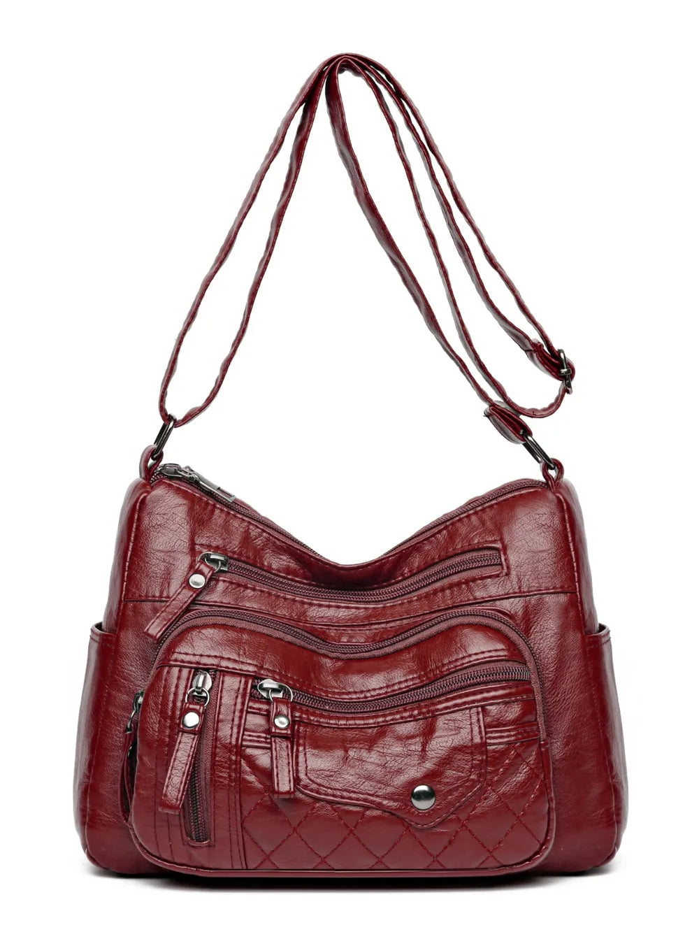 PU Leather Multi Pockets Adjustable Strap Shoulder Bag - V.I.P Digital Presence