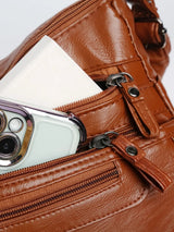 PU Leather Multi Pockets Shoulder Bag - V.I.P Digital Presence