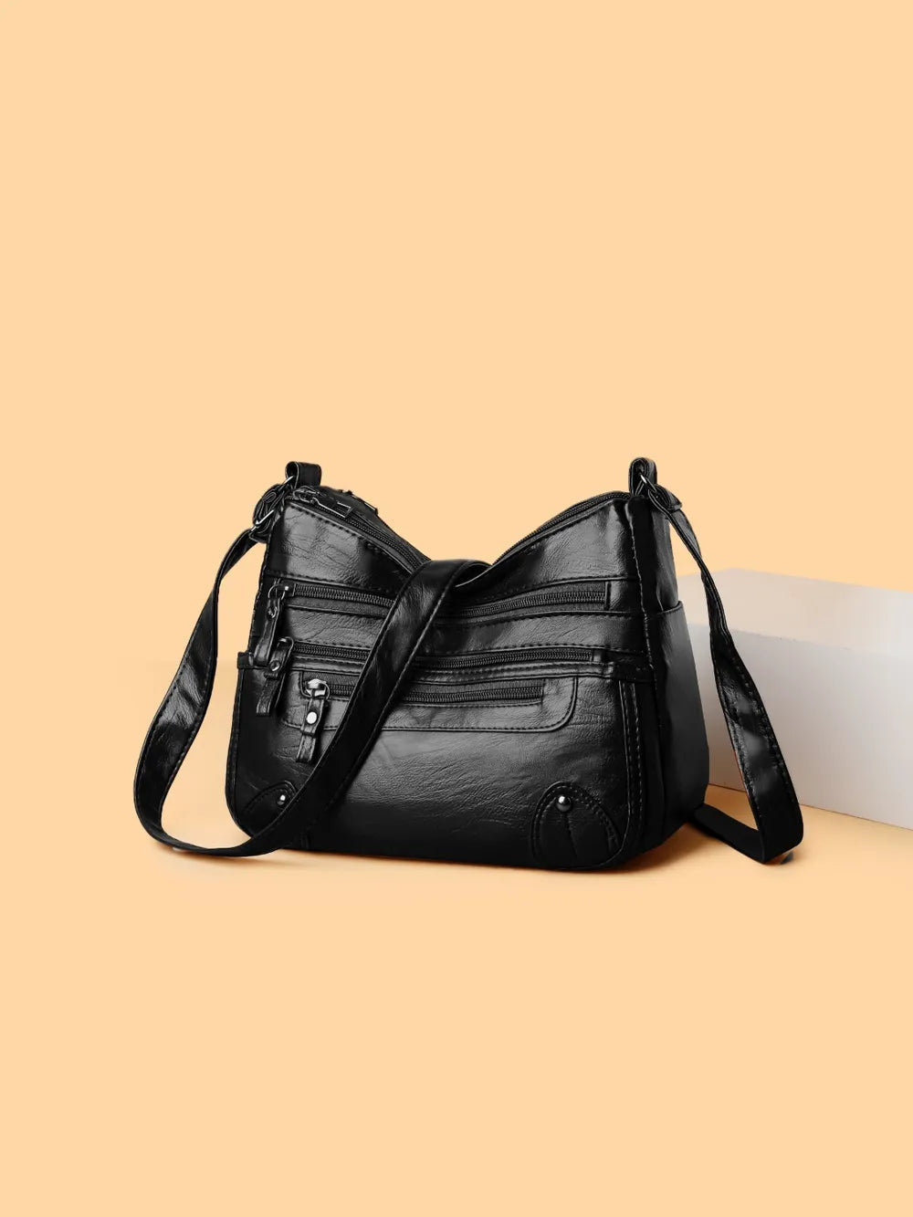 PU Leather Multi Pockets Shoulder Bag - V.I.P Digital Presence