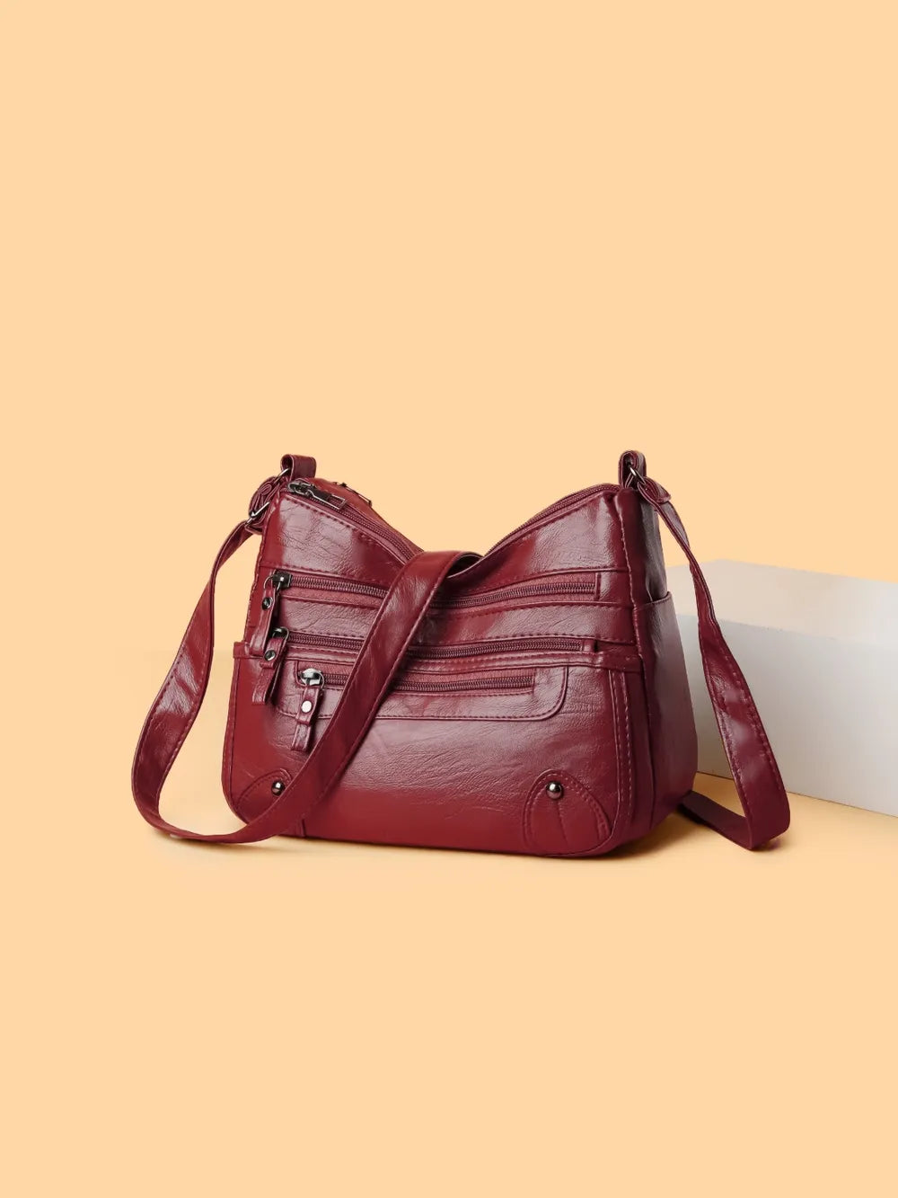 PU Leather Multi Pockets Shoulder Bag - V.I.P Digital Presence