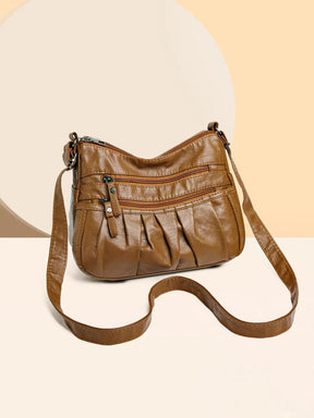 PU Leather Ruched Adjustable Strap Shoulder Bag - V.I.P Digital Presence
