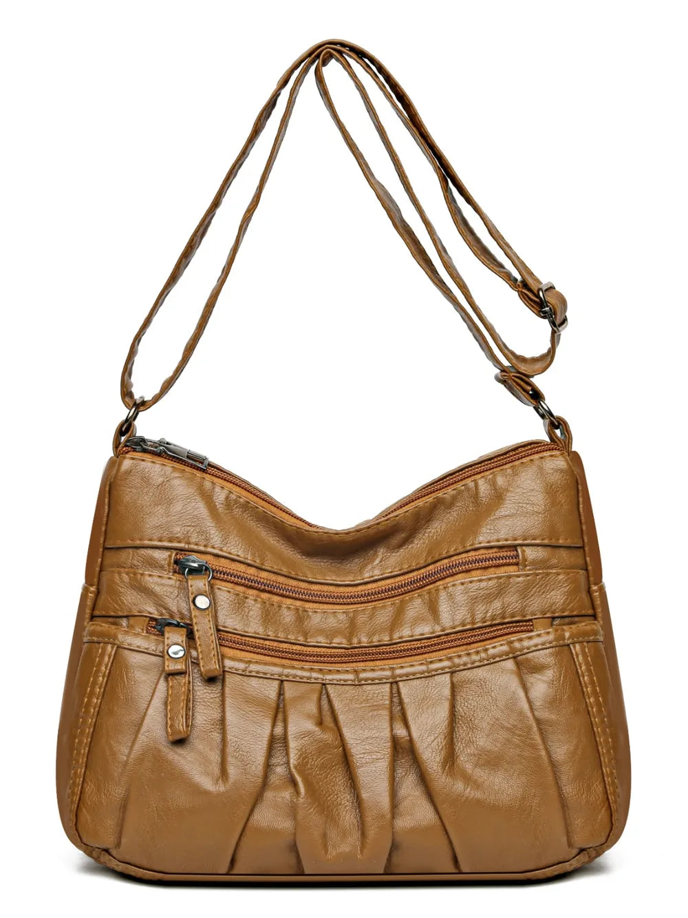 PU Leather Ruched Adjustable Strap Shoulder Bag - V.I.P Digital Presence