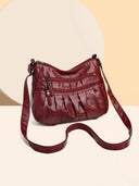 PU Leather Ruched Adjustable Strap Shoulder Bag - V.I.P Digital Presence