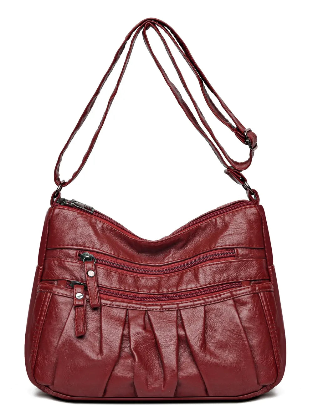 PU Leather Ruched Adjustable Strap Shoulder Bag - V.I.P Digital Presence