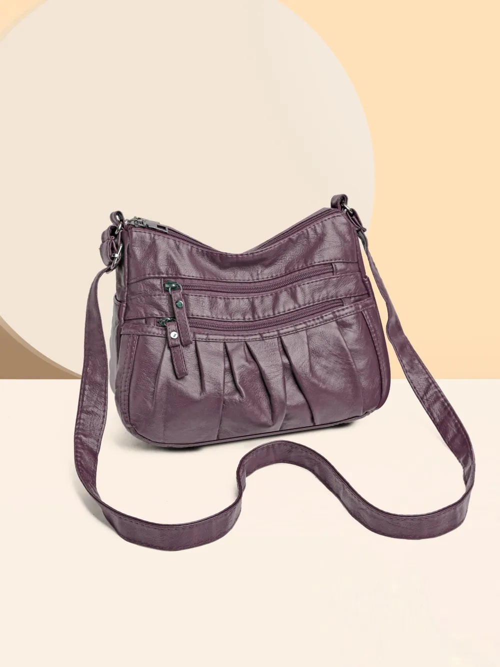 PU Leather Ruched Adjustable Strap Shoulder Bag - V.I.P Digital Presence
