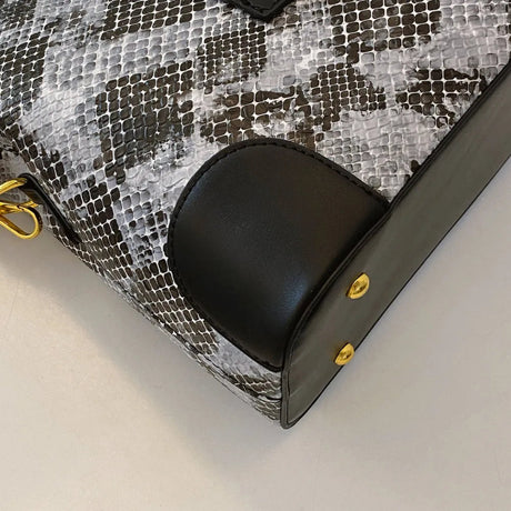PU Leather Snakeskin Print Crossbody Bag - V.I.P Digital Presence