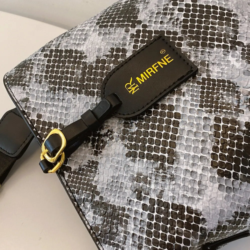 PU Leather Snakeskin Print Crossbody Bag - V.I.P Digital Presence