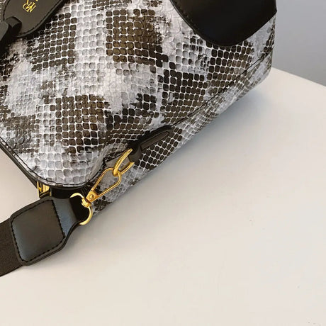 PU Leather Snakeskin Print Crossbody Bag - V.I.P Digital Presence