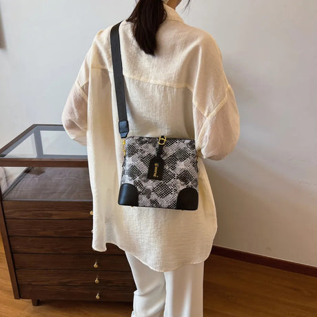 PU Leather Snakeskin Print Crossbody Bag - V.I.P Digital Presence