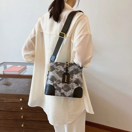 PU Leather Snakeskin Print Crossbody Bag - V.I.P Digital Presence