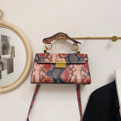 PU Leather Snakeskin Print Crossbody Bag - V.I.P Digital Presence