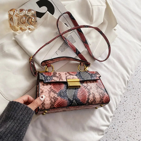 PU Leather Snakeskin Print Crossbody Bag - V.I.P Digital Presence