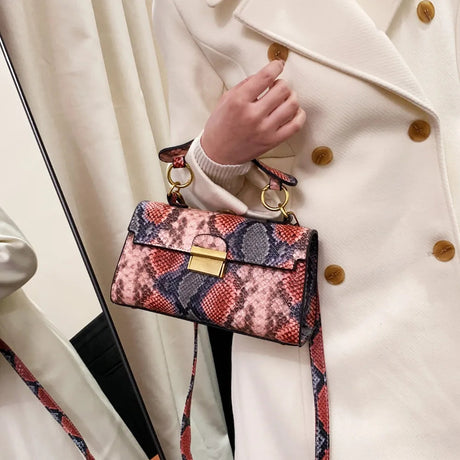 PU Leather Snakeskin Print Crossbody Bag - V.I.P Digital Presence