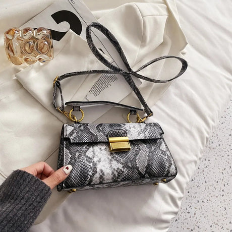 PU Leather Snakeskin Print Crossbody Bag - V.I.P Digital Presence