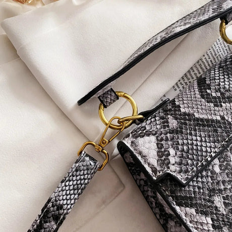 PU Leather Snakeskin Print Crossbody Bag - V.I.P Digital Presence