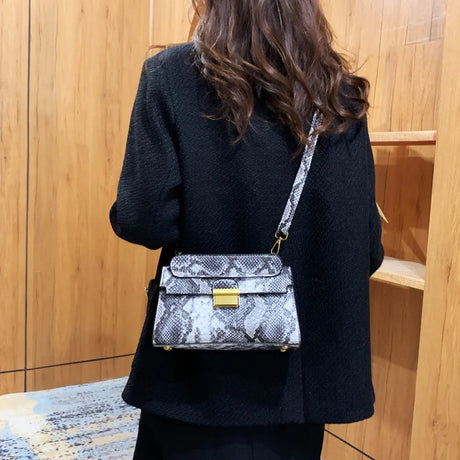 PU Leather Snakeskin Print Crossbody Bag - V.I.P Digital Presence