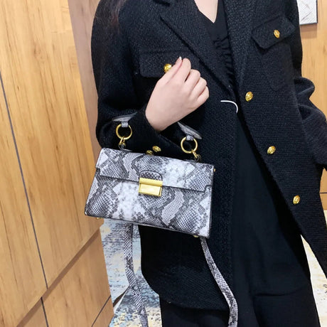 PU Leather Snakeskin Print Crossbody Bag - V.I.P Digital Presence