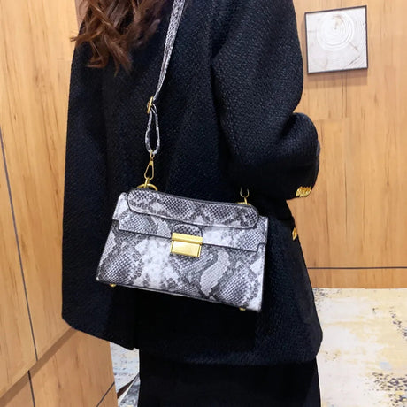 PU Leather Snakeskin Print Crossbody Bag - V.I.P Digital Presence