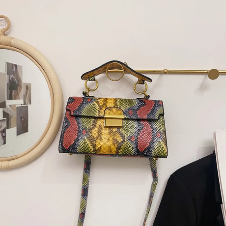 PU Leather Snakeskin Print Crossbody Bag - V.I.P Digital Presence