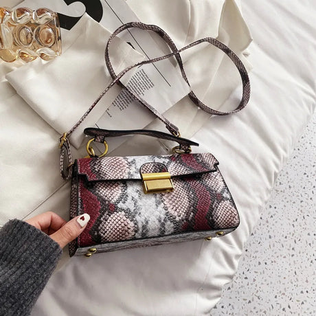 PU Leather Snakeskin Print Crossbody Bag - V.I.P Digital Presence