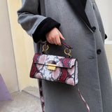 PU Leather Snakeskin Print Crossbody Bag - V.I.P Digital Presence