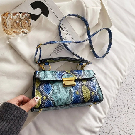 PU Leather Snakeskin Print Crossbody Bag - V.I.P Digital Presence