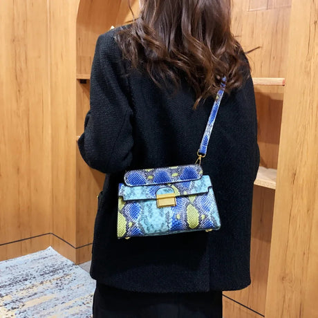 PU Leather Snakeskin Print Crossbody Bag - V.I.P Digital Presence