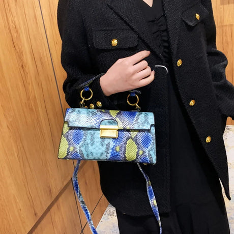 PU Leather Snakeskin Print Crossbody Bag - V.I.P Digital Presence