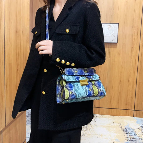 PU Leather Snakeskin Print Crossbody Bag - V.I.P Digital Presence